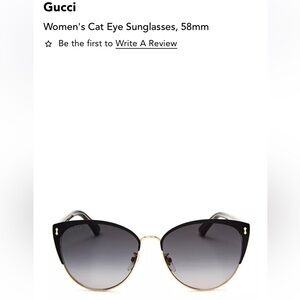 Gucci Women's Black and Gold Cat Eye Sunglasses